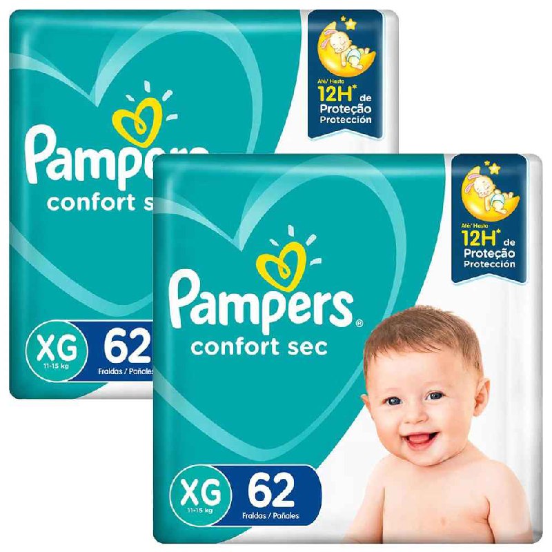 Fralda Pampers Confort Sec Giga XG - 124 Unidades