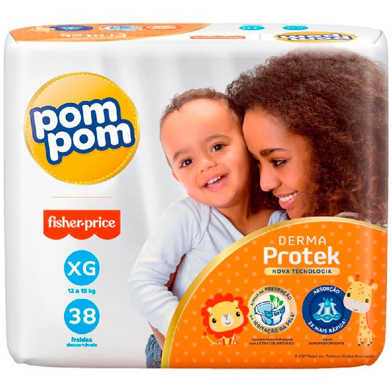 Fralda Pom Pom Derma Protek XG - 38 Unidades