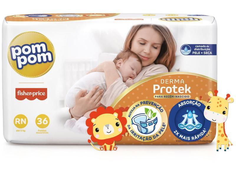 Fralda Pom Pom Fisher-Price Derma Protek