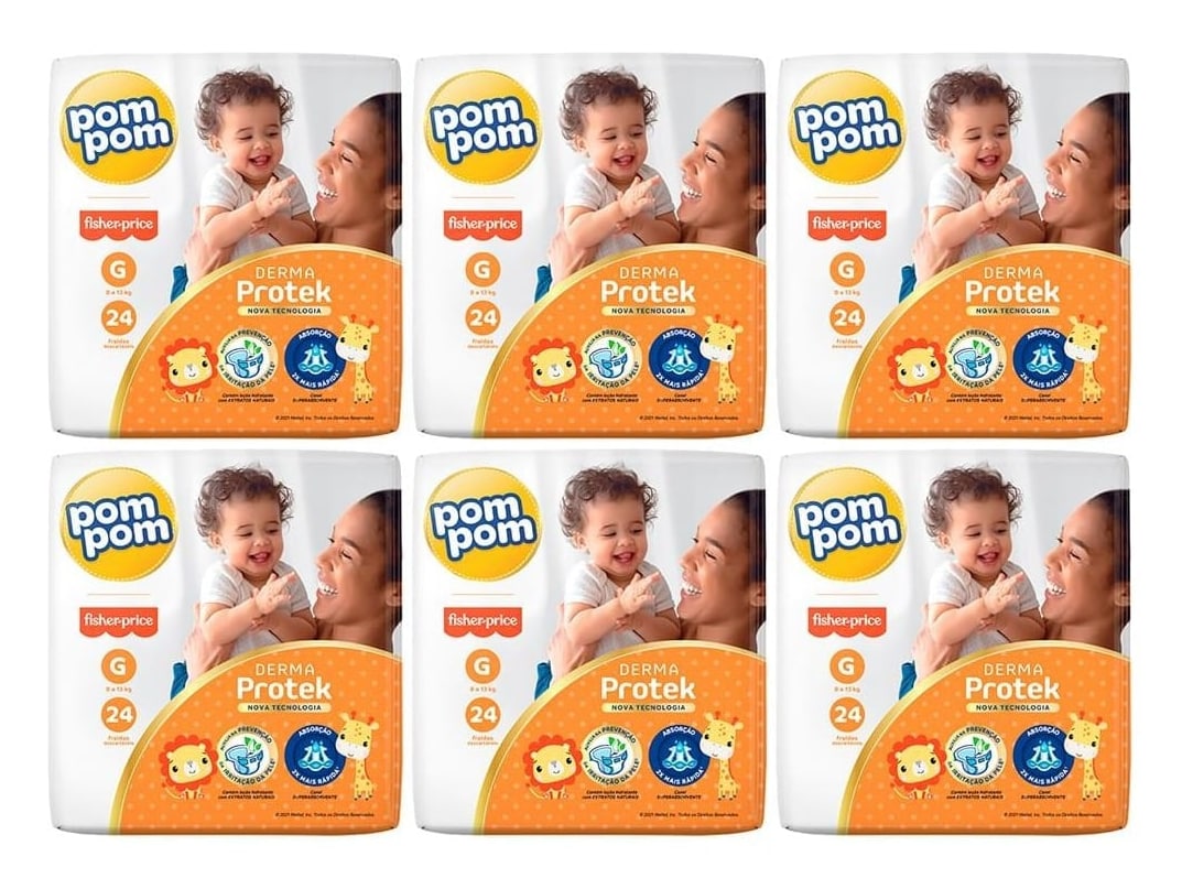 Fralda Pom Pom Protek Derma G 144 Unidades