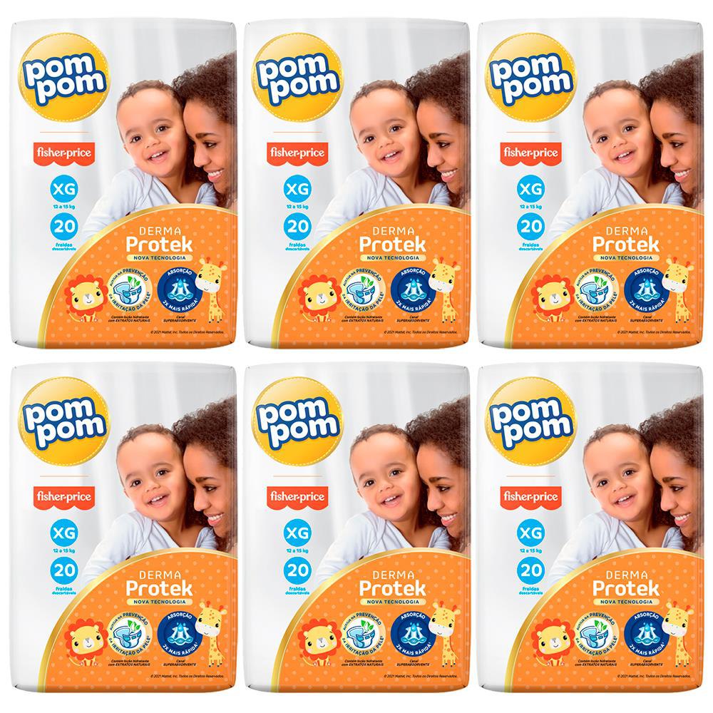 Fralda Pom Pom Protek Derma Jumbo Tamanho XG – 120 Unidades
