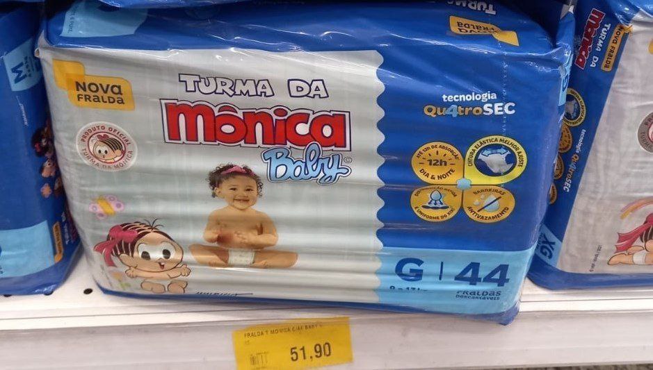 Fralda Turma da Monica Baby Mega G 44 Unidades, Turma da Mônica Baby, Azul, G