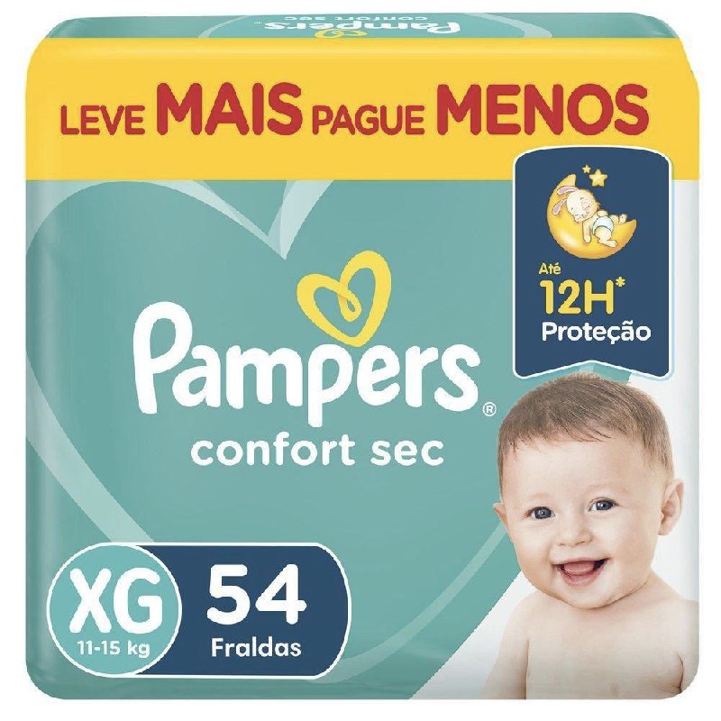 Fraldas Pampers Confort Sec XG com 54