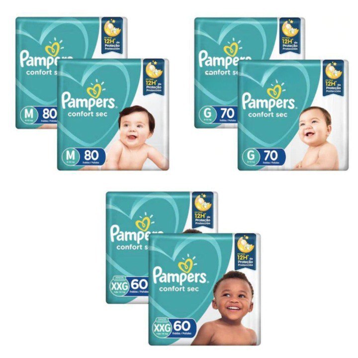 Kit com 2 pacotes - Fralda Pampers Confort Sec M G e XXG