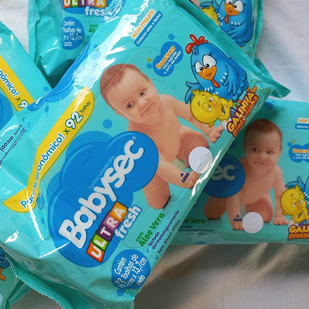 Lenços Umedecido Babysec Galinha Pintadinha 92 Lenços (Pacote Grande)