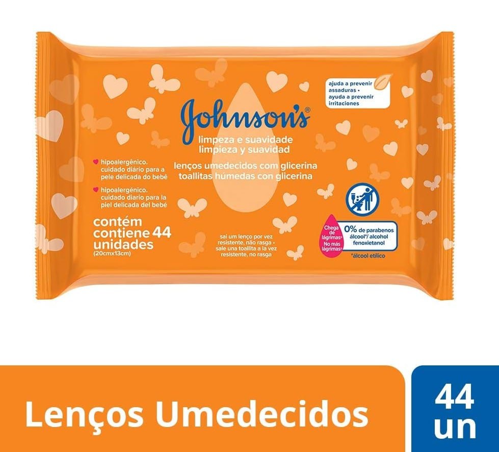 Lenços Umedecidos Johnson's Baby Limpeza e Suavidade 44 Unidades