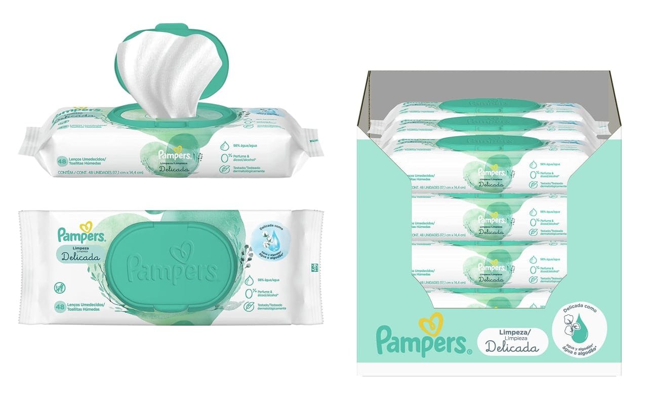 Lenços Umedecidos Pampers Limpeza Delicada - 576 Unidades