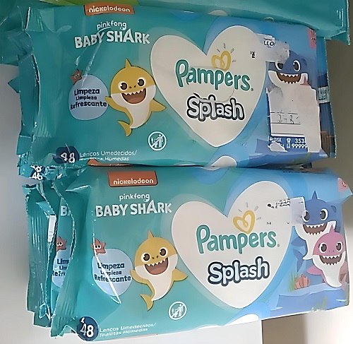 Lenços Umedecidos Pampers Splashers Baby Shark - 192 unidades