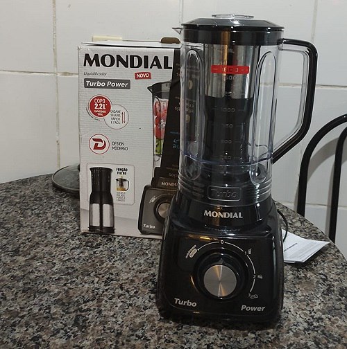 *Liquidificador Mondial, Turbo Power 550W, Preto, 1,6L - L-99 FB*