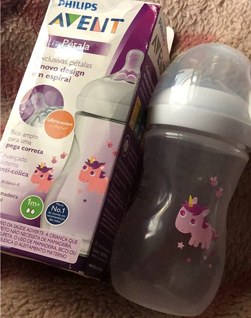 Mamadeira Pétala Decorada Unicórnio 260ml, Philips Avent, Transparente