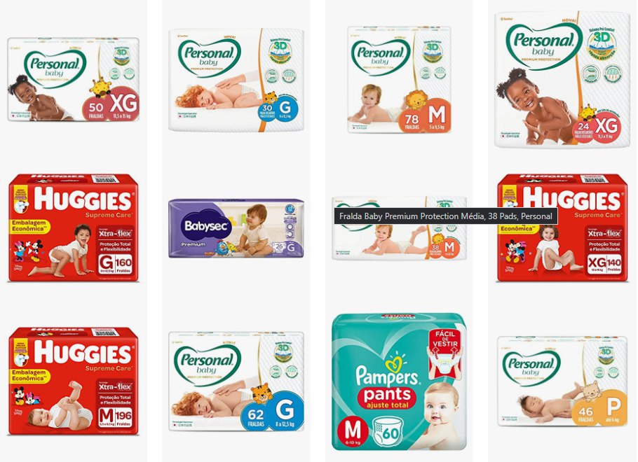 Ofertas em fraldas para bebê