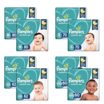Kit com 2 pacotes – Fralda Pampers Confort Sec
