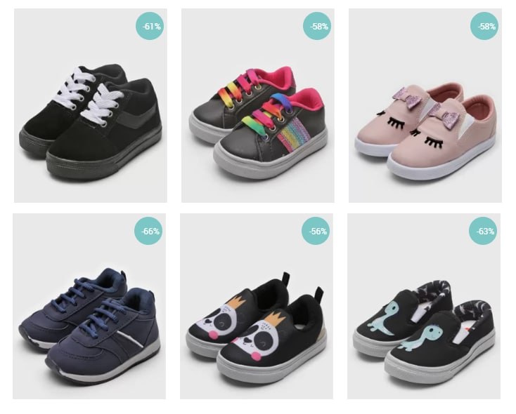 Seleção de Tênis Casuais com até 80% OFF