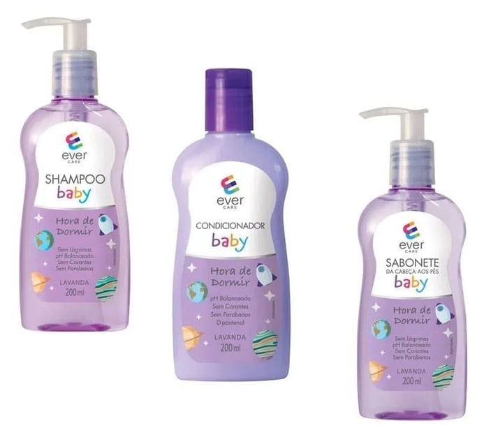 Shampoo, Condicionador ou Sabonete Líquido Hora de Dormir Ever Care Baby 200ml