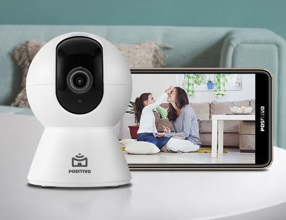 Smart Câmera Bot Wi-Fi 360° Positivo, 1080p Full HD, Detecção de Movimentos, Visão Noturna, Áudio Bidirecional, Compatível com Alexa