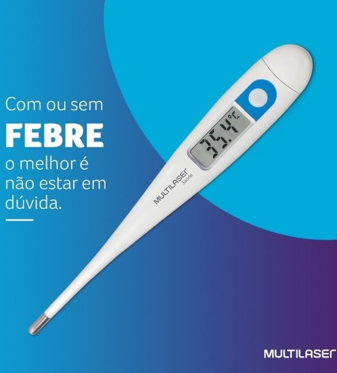 Termômetro Clínico Digital Branco Saúde Multilaser - HC070