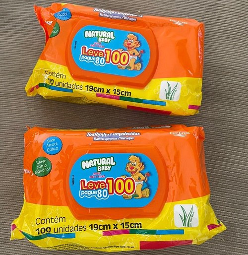 Toalha Umedecida Natural Baby Wipes 100 unidades