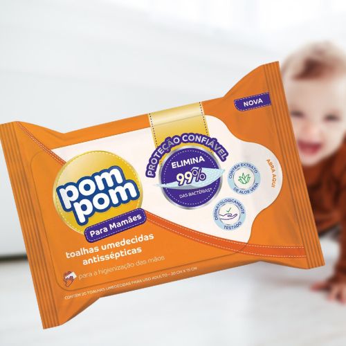Toalhas Umedecidas Antissépticas PomPom, 20 unidades*