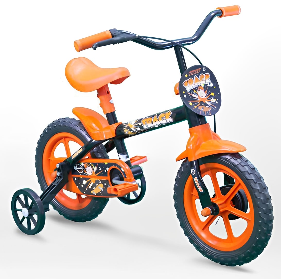 Bicicleta Baby Aro 12 Track & Bikes ArcoÍris Laranja e Preto