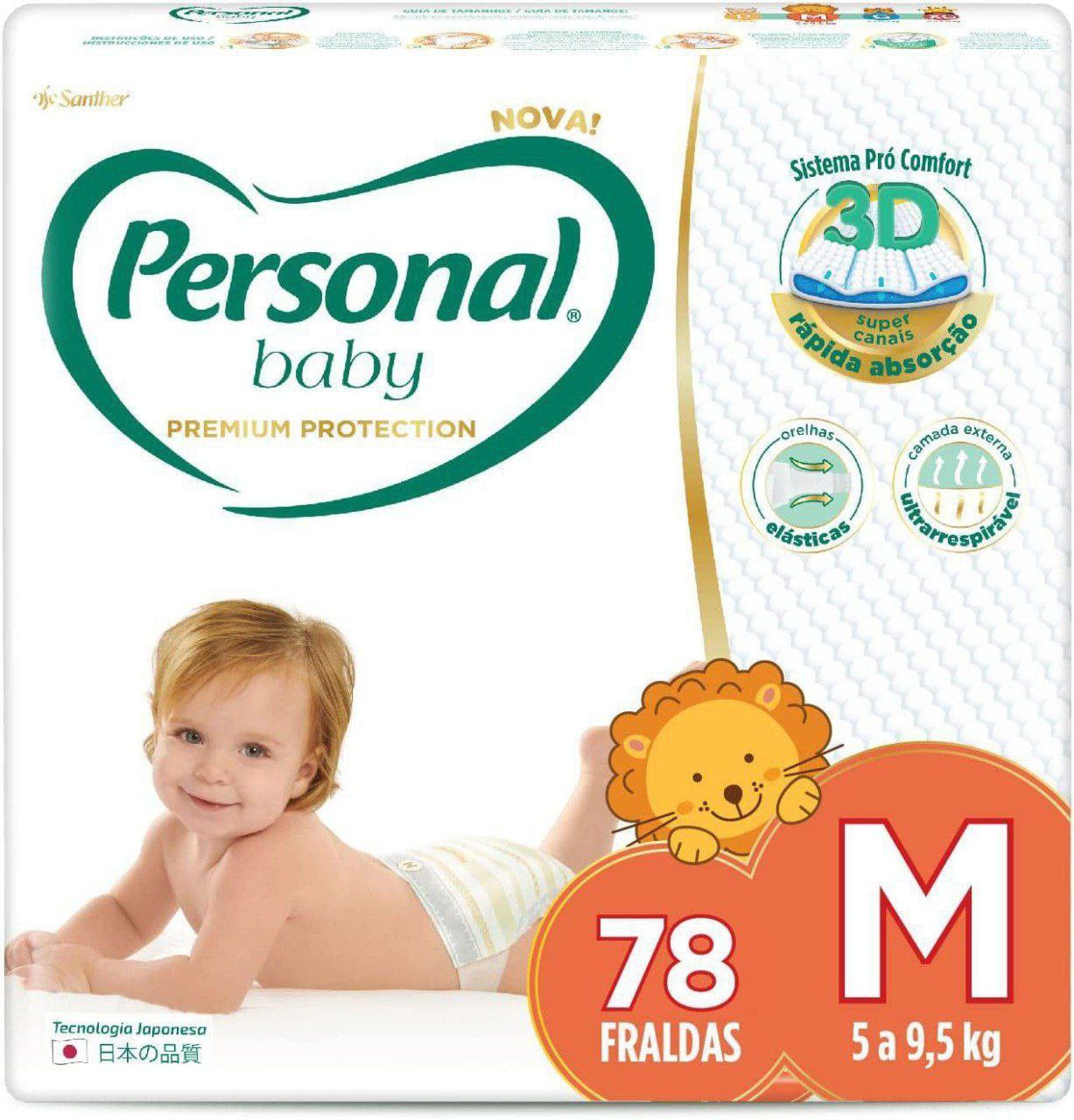 Fralda Baby Premium Protection M 78 unidades