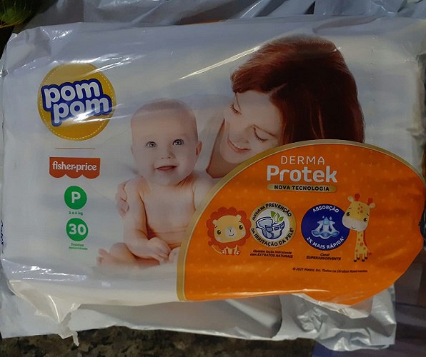 Fralda Pom Pom Derma Protek Jumbo P 30 Unidades