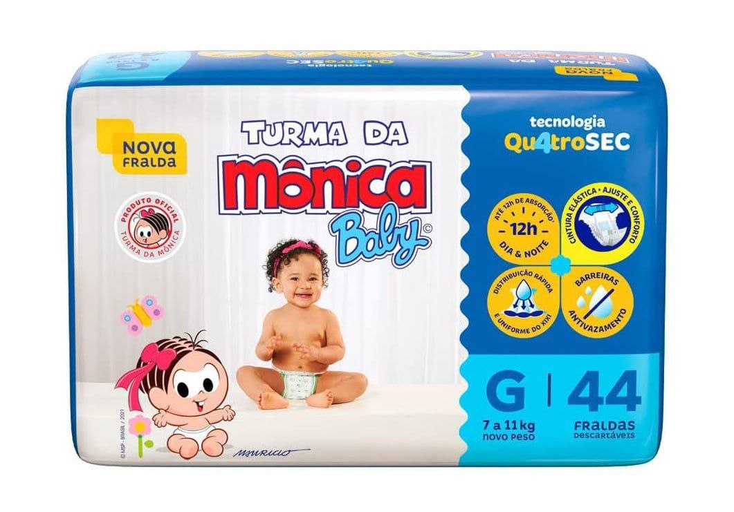 Fralda Turma da Mônica Baby G 44 Unidades