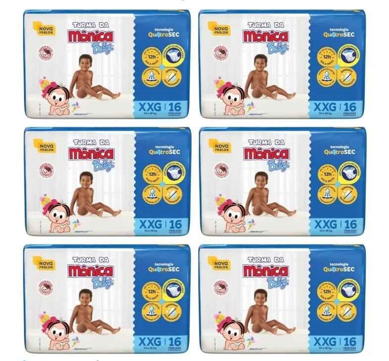 Fralda Turma da Mônica Baby Jumbo XXG – 96 Unidades