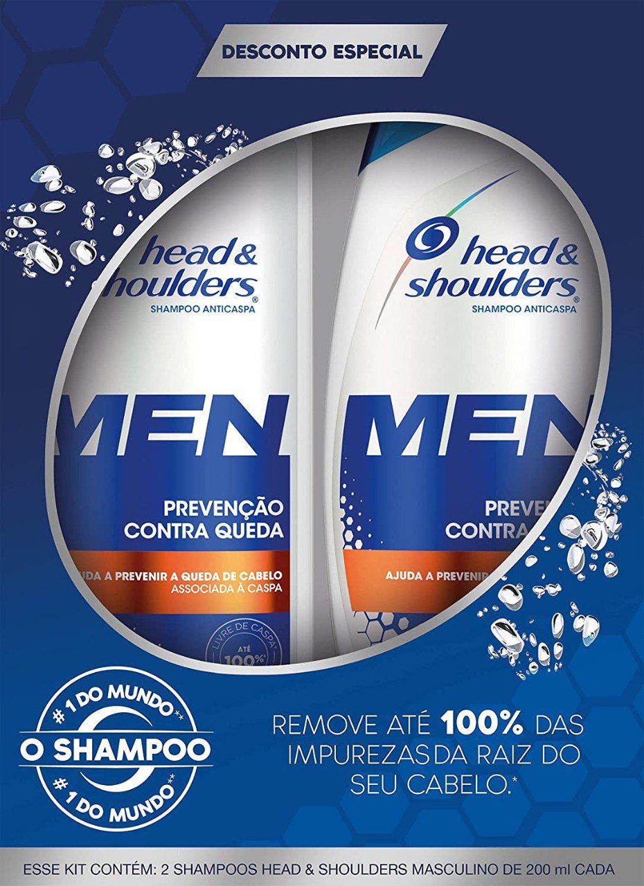 Head & Shoulders - Shampoo Antiqueda Masculino, Prevençao Contra Queda, Shampoo Anticaspa Masculino, Previne a Queda do Cabelo, Pack de 2, 200 ml Cada Uma*