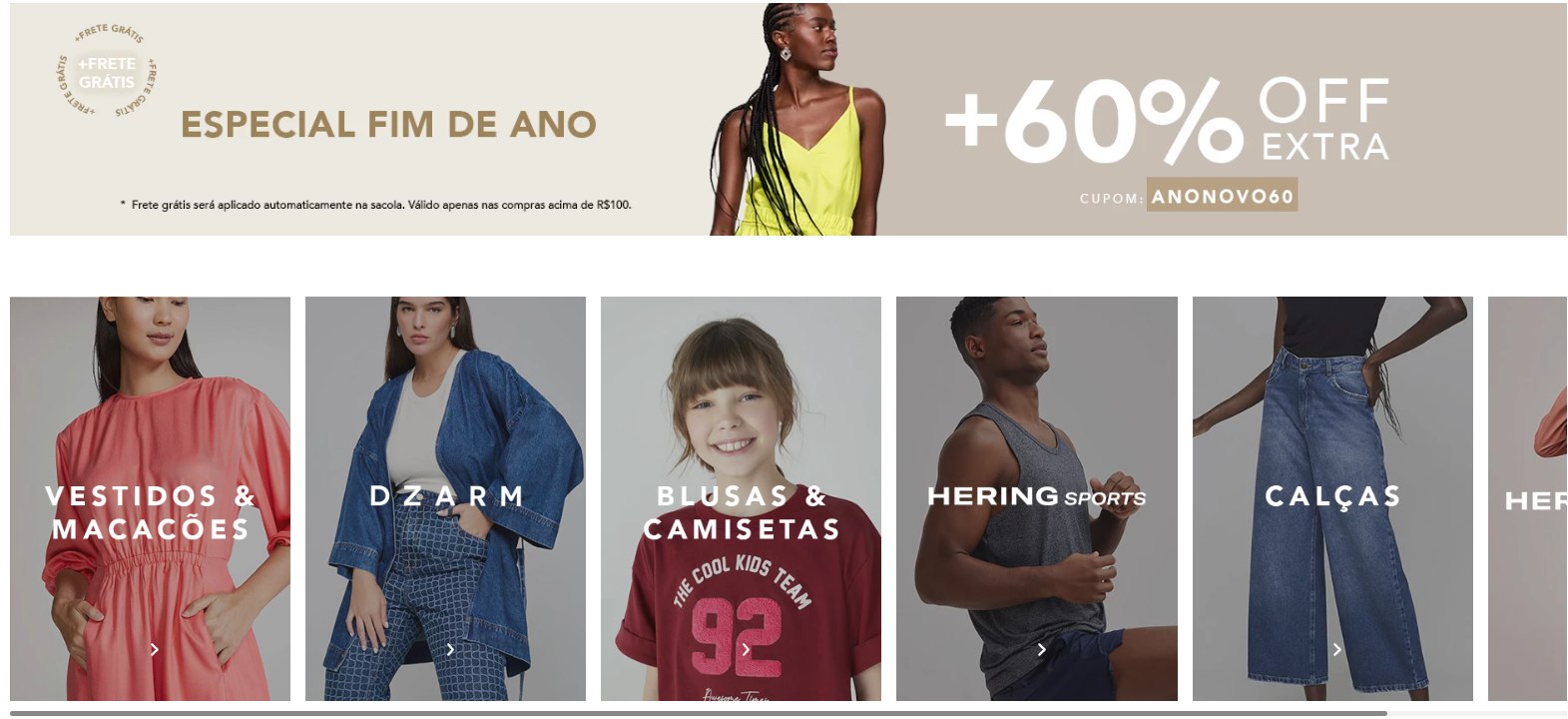 Hering com 60% Off no site todo - Adulto e Infantil