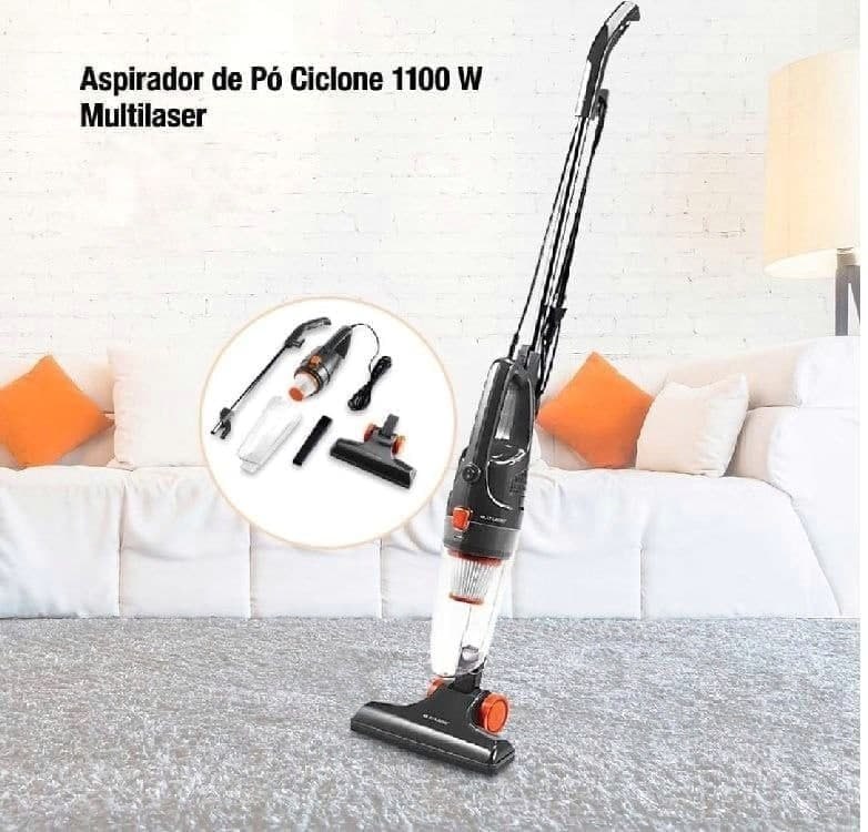 Aspirador de pó Vertical Ciclone 2 em 1 com Filtro Hepa 1100W 127V Multilaser - HO083