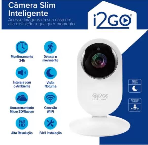 Câmera de Segurança Inteligente Wi-Fi I2GO - HD Visão Noturna I2GOTH738