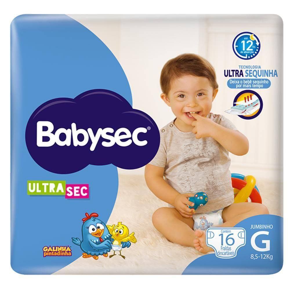 Fralda Babysec Ultrasec Galinha Pintadinha, G, 16 unidades