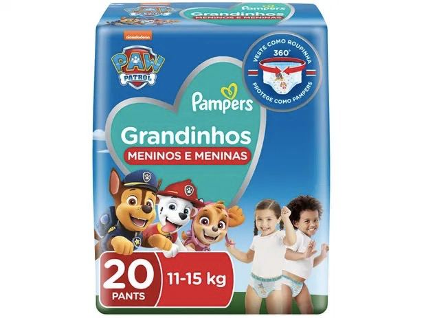 Fralda descartável infantil pants para treinamento pampers grandinhos 11 a 15KG pacote 20 unidades