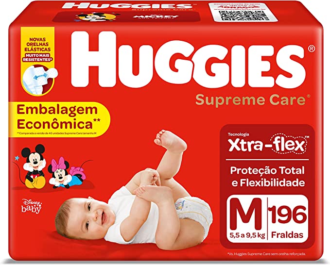 Fralda Huggies Supreme Care M 196 unidades