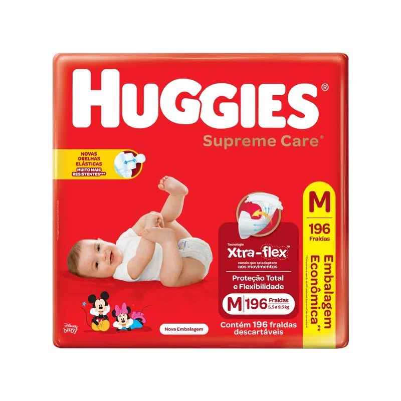 FRALDA HUGGIES SUPREME CARE ULTRA COM 196 TAMANHO M