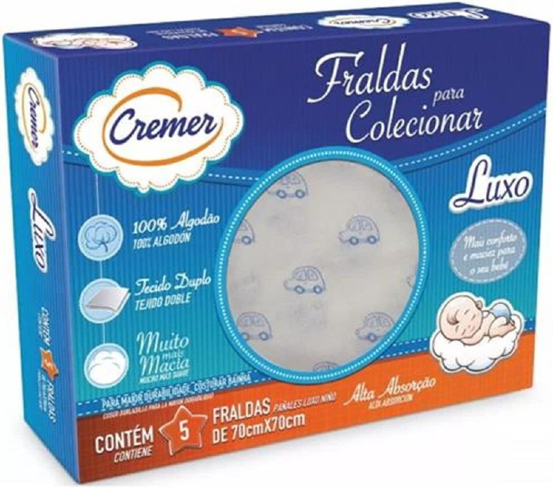 Fralda Luxo Estampa PC com 5 Unidades, Cremer