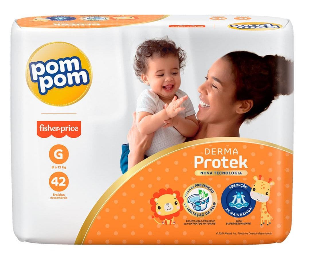 Fralda Pom Pom Derma Protek G 42 Unidades