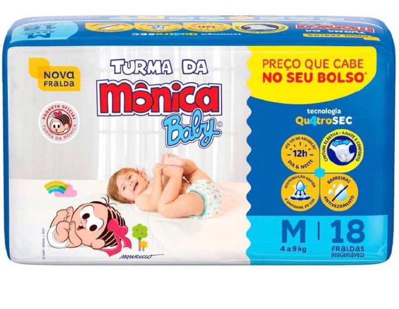 Fralda Turma da Monica Baby Jumbinho M 18 Unidades