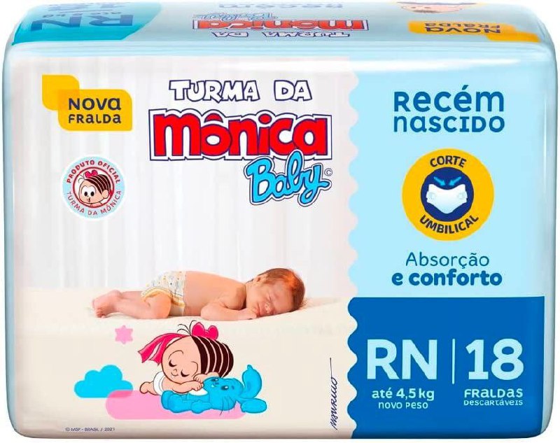 Fralda Turma da Mônica Baby Jumbinho RN 18 Unidades