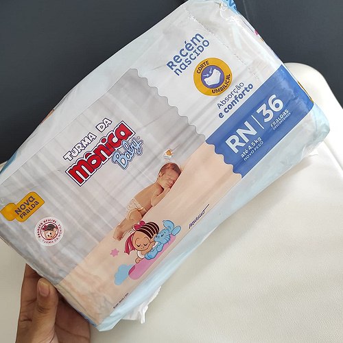 Fralda Turma da Mônica Baby Tam. RN até 5kg - 36 Unidades