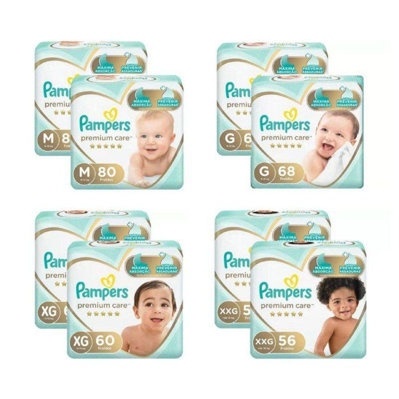 Kit Com 2 Fraldas Pampers Premium Care Em Promoção No Mamãe Pechincha