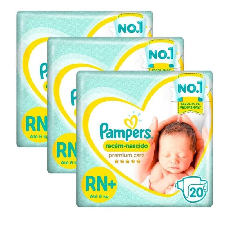 Kit Fralda Pampers Premium Care Rn Com 60 Unidades Em Promoção No