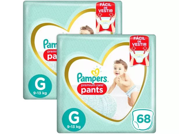 Kit Fraldas Pampers Premium Care Pants G 136 unidades