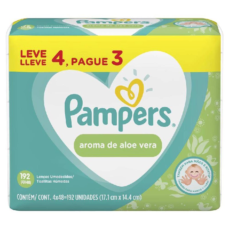 Lenços Umedecidos Pampers Aroma de Aloe Vera 192 Unidades