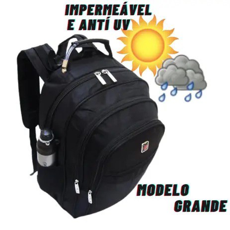 Mochila Bolsa Reforçada Cabo de Aço Notebook Escolar Ótima Trabalho Faculdade GRANDE - UV-Block