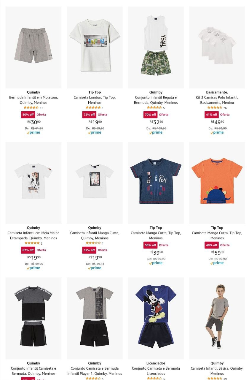Roupas Infantis para Meninos com até 74% Off