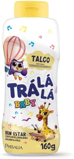 Talco Bem Estar Personagem, Trá Lá Lá Baby, Branco e Amarelo, 160 g