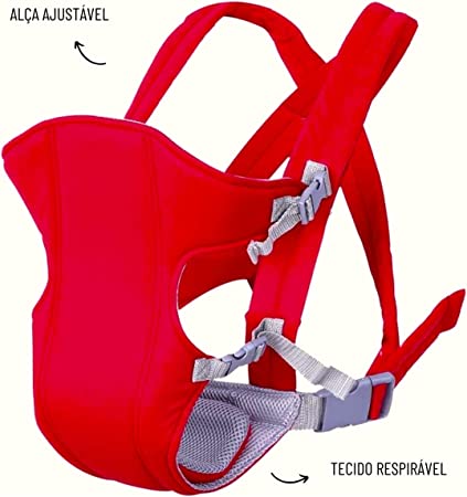 Canguru Para Bebê 3 Posições Carregar Ergonomico Vermelho