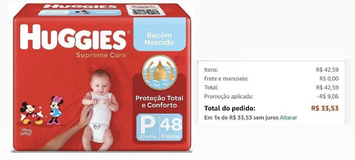 Fralda Huggies Supreme Care P - 48 Unidades