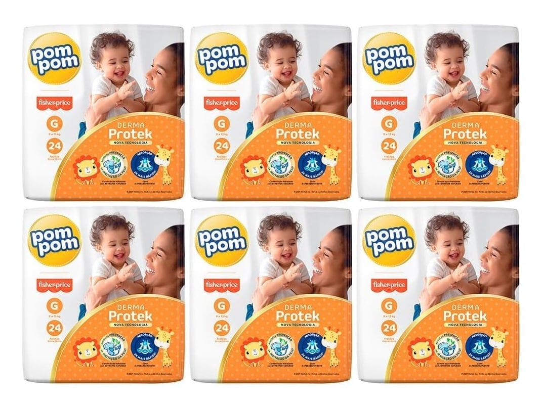 Fralda Pom Pom Protek Derma G 144 Unidades